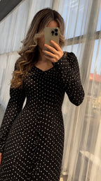 Floor-length Polka Dot Dress Black
