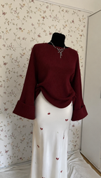 Zweiteiliges Maxi-Set in Bordeauxrot und Weiß