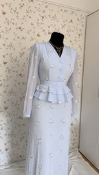 Hellblaues zweiteiliges Maxi-Set mit floralem Muster
