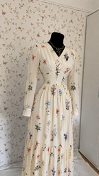 Florales Maxi-Kleid in Creme