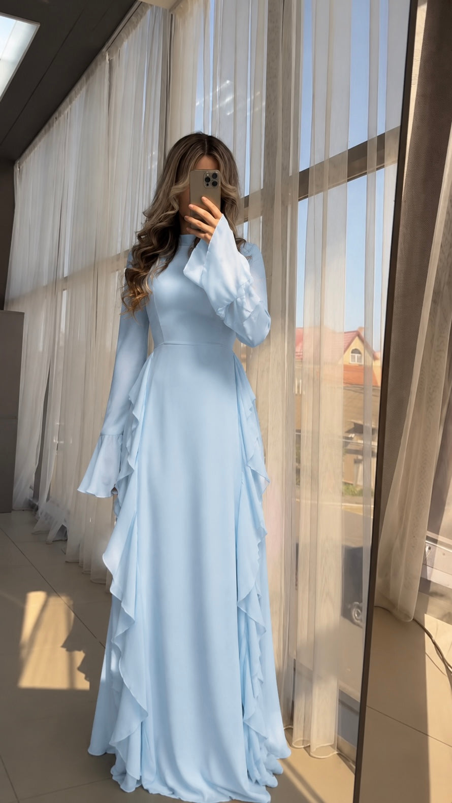 Maxi dress with ruffle details
