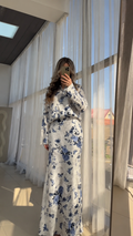 Floor-length Floral Dress White/Blue
