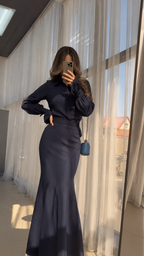 Elegantes Satin-Set – Dunkelblau