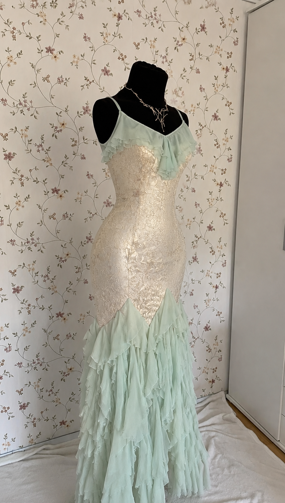 Mintgrünes Meerjungfrau-Abendkleid mit Corsage